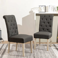 Ensemble de salle à manger rond 5 pièces Roundhill Furniture Banff, table ronde à traverse croisée avec 4 chaises capitonnées