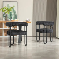 Chaises de salle à manger d'appoint au design contemporain rembourrées en chenille/cuir lot de 2