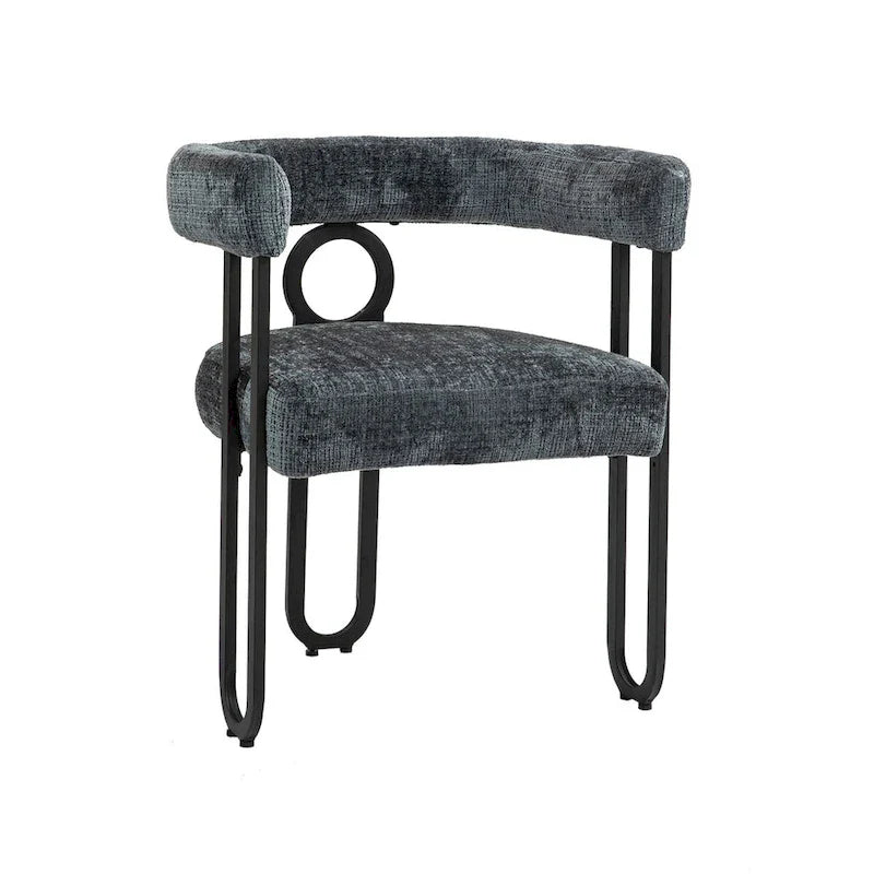 Chaises de salle à manger d'appoint au design contemporain rembourrées en chenille/cuir lot de 2