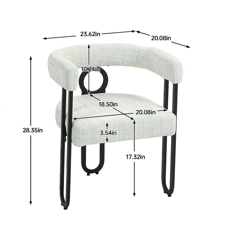 Chaises de salle à manger d'appoint au design contemporain rembourrées en chenille/cuir lot de 2