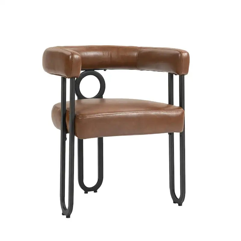 Chaises de salle à manger d'appoint au design contemporain rembourrées en chenille/cuir lot de 2