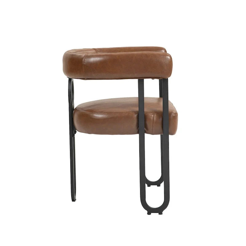 Chaises de salle à manger d'appoint au design contemporain rembourrées en chenille/cuir lot de 2