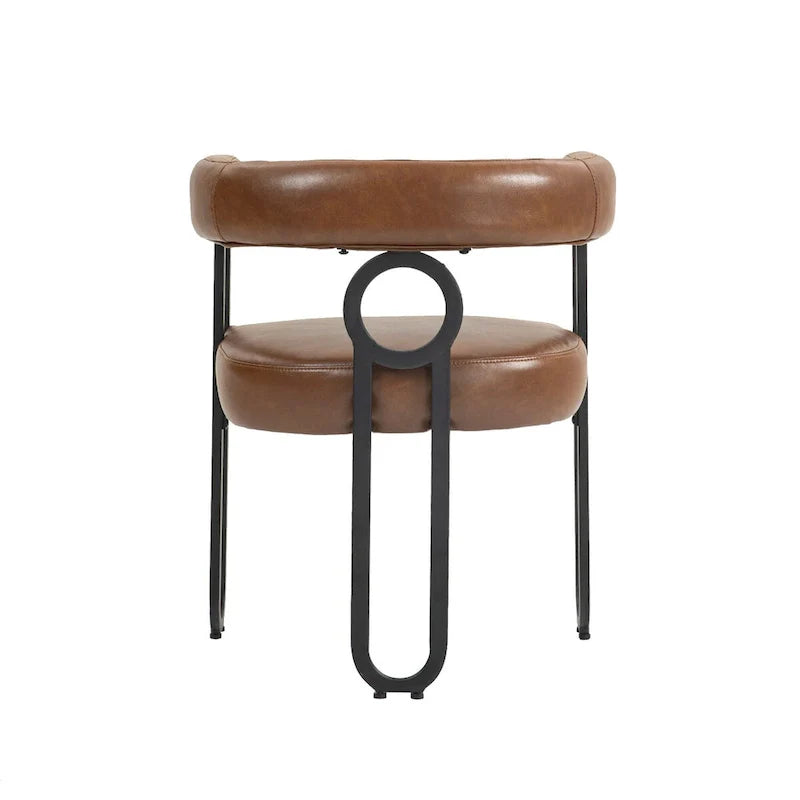 Chaises de salle à manger d'appoint au design contemporain rembourrées en chenille/cuir lot de 2