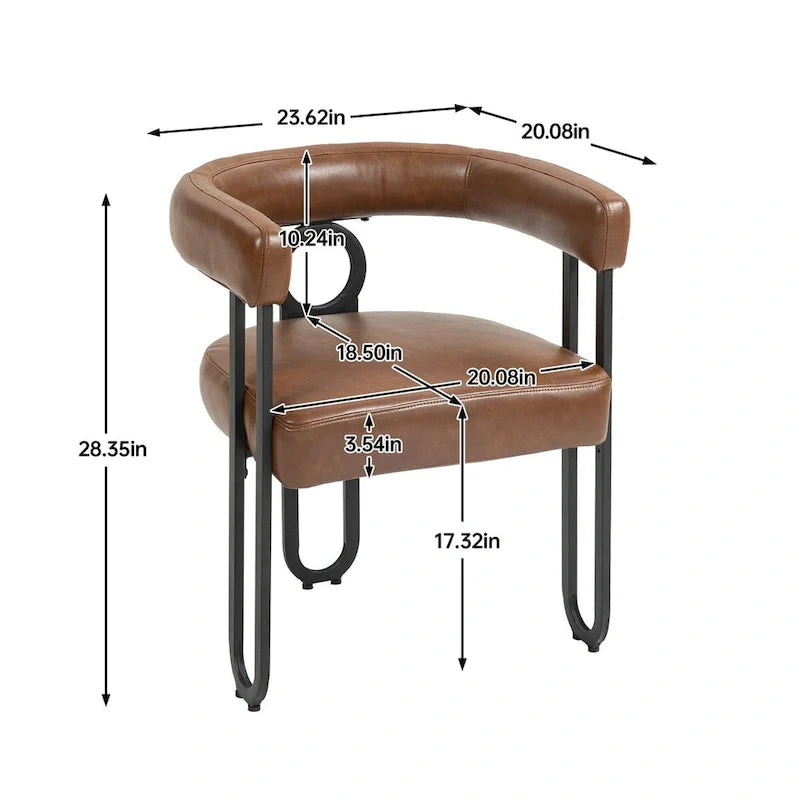 Chaises de salle à manger d'appoint au design contemporain rembourrées en chenille/cuir lot de 2