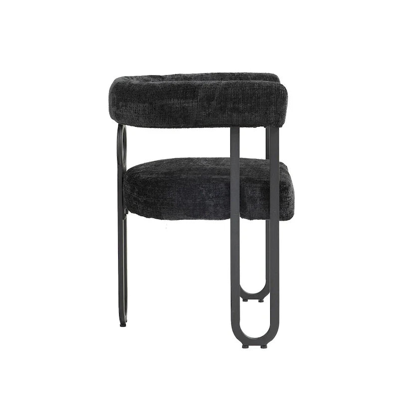 Chaises de salle à manger d'appoint au design contemporain rembourrées en chenille/cuir lot de 2