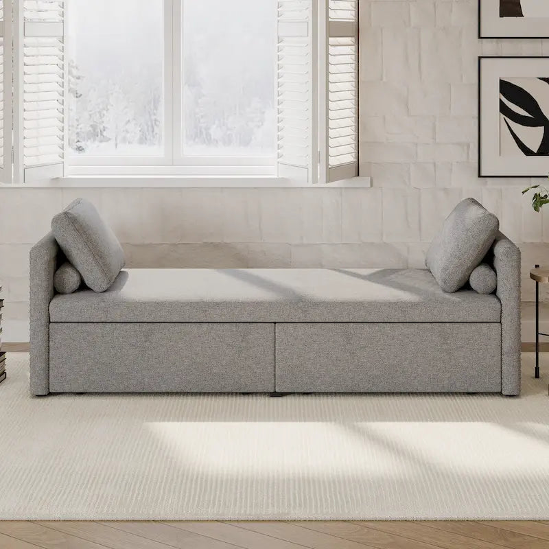 Méridienne moderne lit de repos petit lit de repos simple avec 2 tiroirs, sans matelas requis, parfait pour salons & bureau à domicile