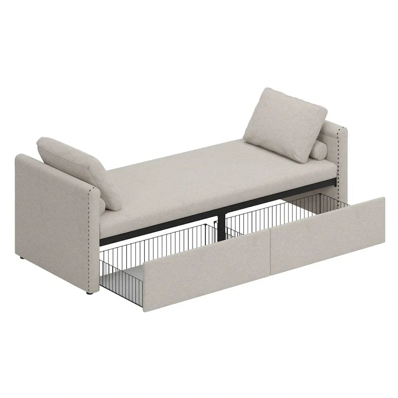 Méridienne moderne lit de repos petit lit de repos simple avec 2 tiroirs, sans matelas requis, parfait pour salons & bureau à domicile