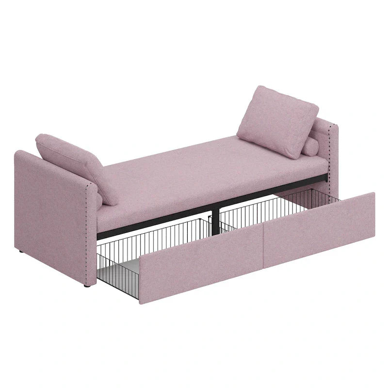 Méridienne moderne lit de repos petit lit de repos simple avec 2 tiroirs, sans matelas requis, parfait pour salons & bureau à domicile