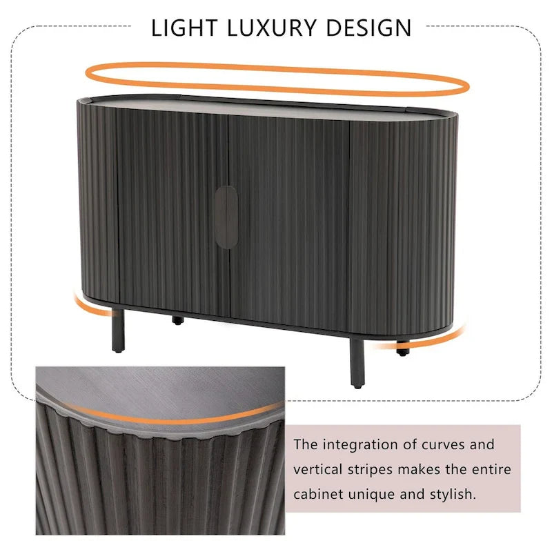 Buffet de luxe au design galbé avec étagères réglables