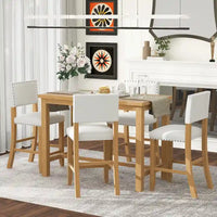 Ensemble de salle à manger hauteur comptoir 5 pièces, table élégante classique et 4 chaises en bois naturel délavé