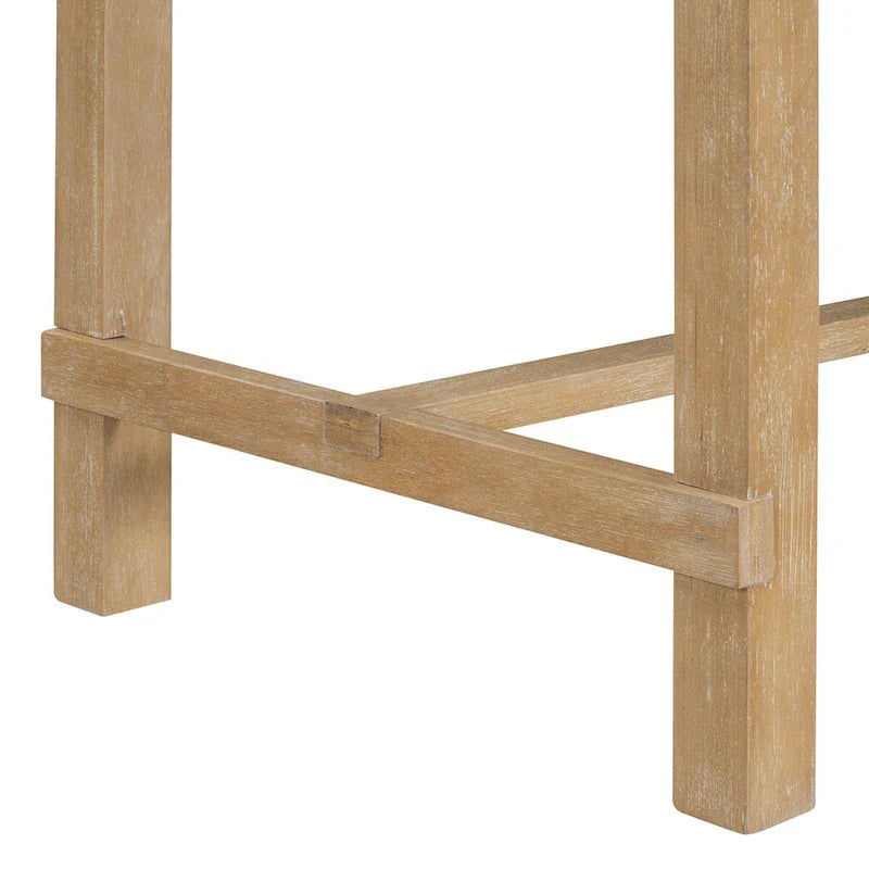 Ensemble de salle à manger hauteur comptoir 5 pièces, table élégante classique et 4 chaises en bois naturel délavé