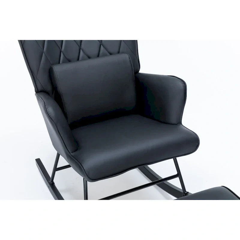 Fauteuil à bascule, fauteuil coulissant, fauteuil d'appoint à bascule avec coussin lombaire et ottoman pour chambre de bébé/salon/chambre