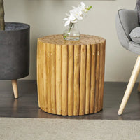 Table d'appoint latérale artisanale en teck avec design en grappe de bâtons - Marron - Roche River Decor