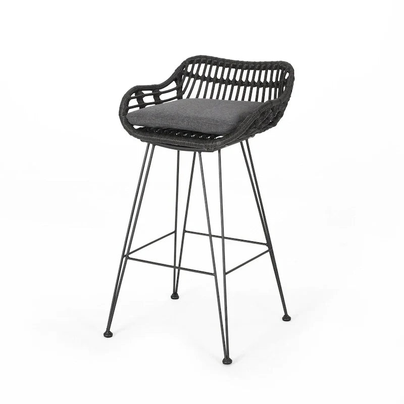 Tabouret de patio moderne en bois et métal Oaks Aura 30 pouces, tabourets de bar style ferme industrielle, lot de 2