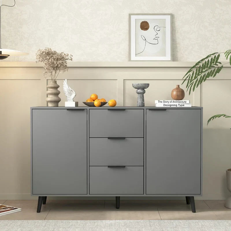Bahut de buffet avec rangement, meuble de bar à café en bois, 3 tiroirs et 2 portes, armoire de buffet