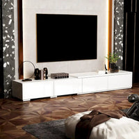 Meuble TV Contemporain - Meuble de Rangement, Meuble TV Blanc