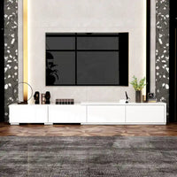 Meuble TV Contemporain - Meuble de Rangement, Meuble TV Blanc