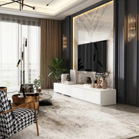 Meuble TV Contemporain - Meuble de Rangement, Meuble TV Blanc