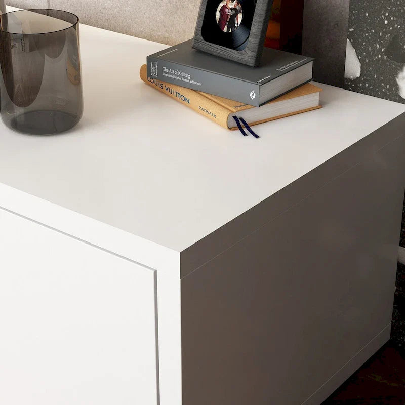 Meuble TV Contemporain - Meuble de Rangement, Meuble TV Blanc