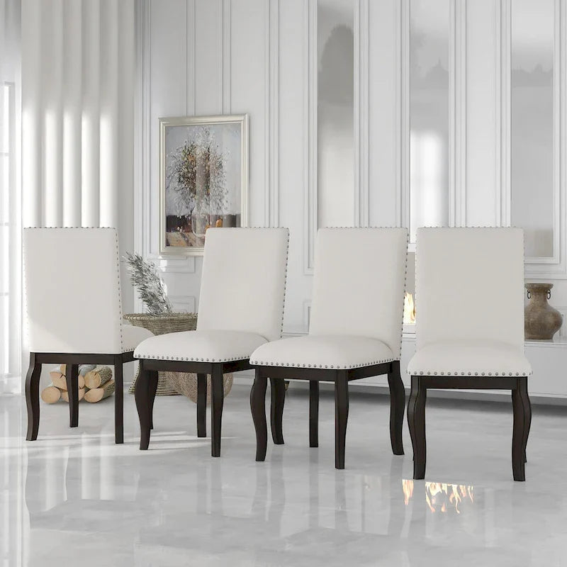 Ensemble de 4 chaises de salle à manger en bois espresso rembourrées