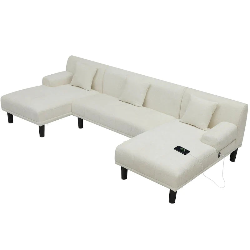 Canapés modulaires Moasis en forme de U en chenille, canapé modulaire moderne - 45,6L x 106,3P x 26,7H