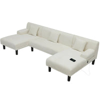 Canapés modulaires Moasis en forme de U en chenille, canapé modulaire moderne - 45,6L x 106,3P x 26,7H