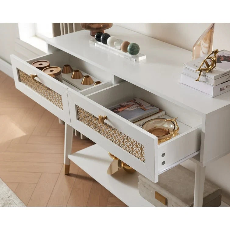 41.9 Table console en bois à 2 tiroirs