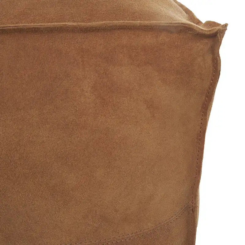 Pouf carré bas en cuir avec motifs patchwork - Marron, Gris ou Marron foncé - Roche River Decor