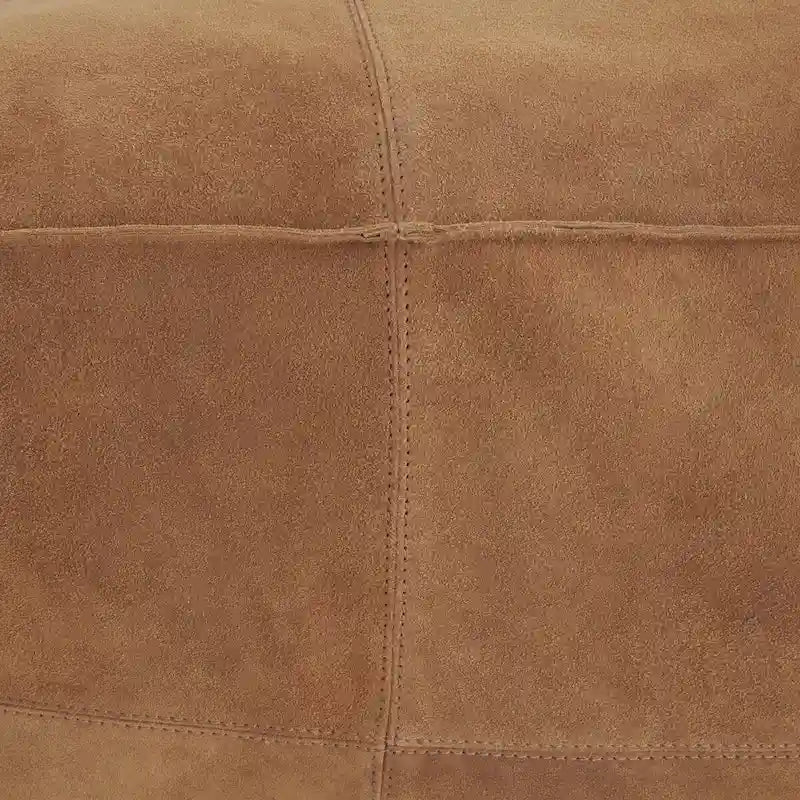 Pouf carré bas en cuir avec motifs patchwork - Marron, Gris ou Marron foncé - Roche River Decor