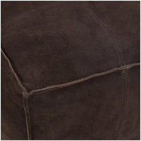 Pouf carré bas en cuir avec motifs patchwork - Marron, Gris ou Marron foncé - Roche River Decor