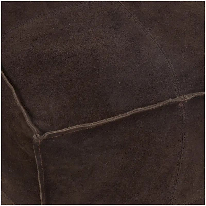 Pouf carré bas en cuir avec motifs patchwork - Marron, Gris ou Marron foncé - Roche River Decor