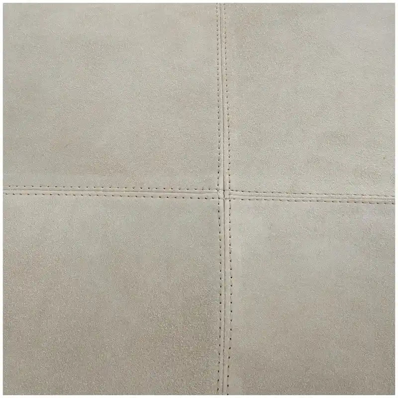 Pouf carré bas en cuir avec motifs patchwork - Marron, Gris ou Marron foncé - Roche River Decor