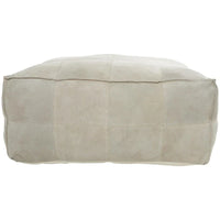Pouf carré bas en cuir avec motifs patchwork - Marron, Gris ou Marron foncé - Roche River Decor