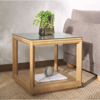 SAFAVIEH Couture Benecarlo Table d'appoint avec plateau en verre - 22x22x21 po