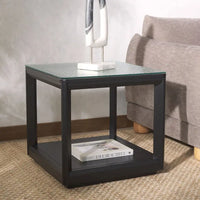 SAFAVIEH Couture Benecarlo Table d'appoint avec plateau en verre - 22x22x21 po