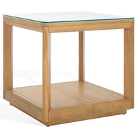 SAFAVIEH Couture Benecarlo Table d'appoint avec plateau en verre - 22x22x21 po