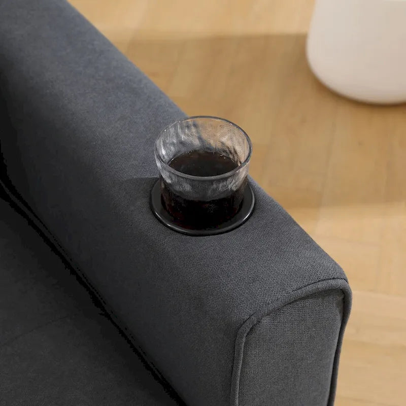 Canapé Futon Rembourré Oaks Aura avec Canapé-Lit Escamotable, Choix Multicolore, Causeuse Capitonnée Pliable avec Porte-Gobelet