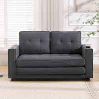 Canapé Futon Rembourré Oaks Aura avec Canapé-Lit Escamotable, Choix Multicolore, Causeuse Capitonnée Pliable avec Porte-Gobelet