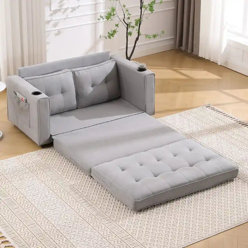 Canapé Futon Rembourré Oaks Aura avec Canapé-Lit Escamotable, Choix Multicolore, Causeuse Capitonnée Pliable avec Porte-Gobelet