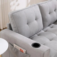 Canapé Futon Rembourré Oaks Aura avec Canapé-Lit Escamotable, Choix Multicolore, Causeuse Capitonnée Pliable avec Porte-Gobelet
