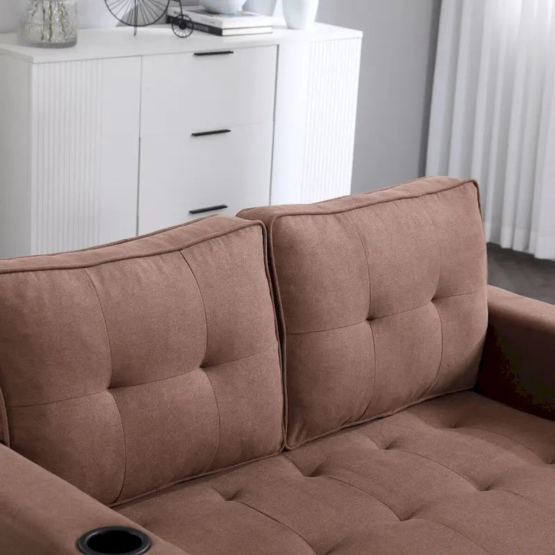 Canapé Futon Rembourré Oaks Aura avec Canapé-Lit Escamotable, Choix Multicolore, Causeuse Capitonnée Pliable avec Porte-Gobelet