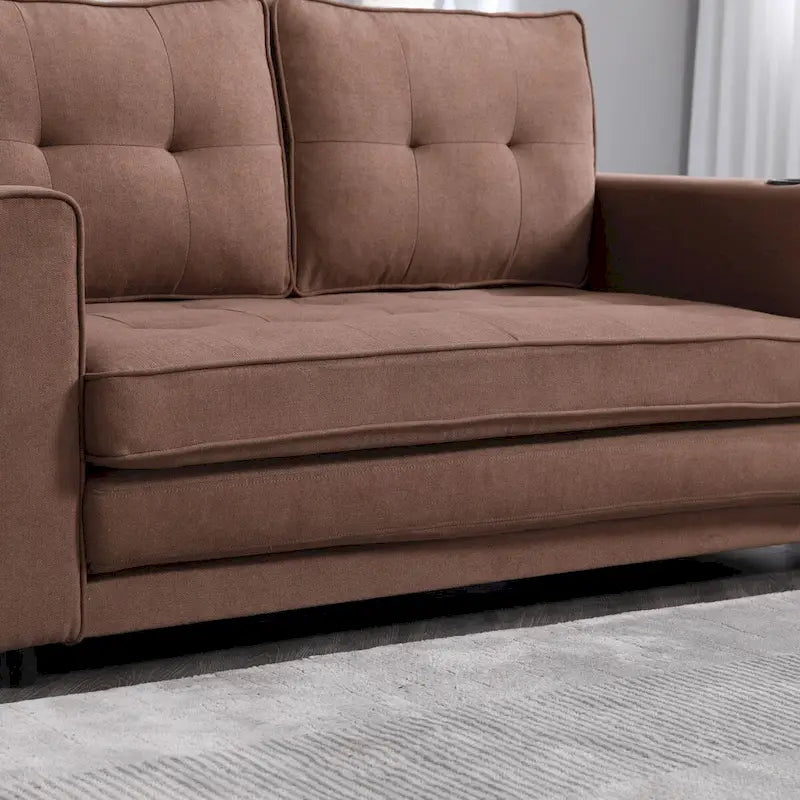 Canapé Futon Rembourré Oaks Aura avec Canapé-Lit Escamotable, Choix Multicolore, Causeuse Capitonnée Pliable avec Porte-Gobelet