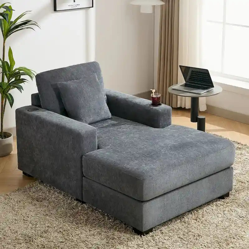 Chaise longue surdimensionnée en trois tailles avec coussins