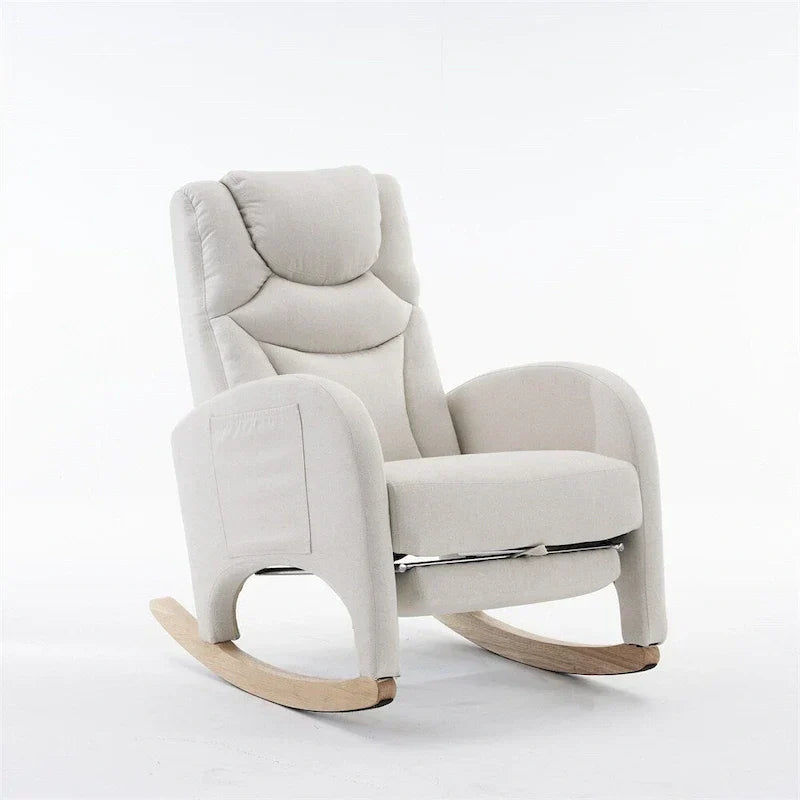 Fauteuil à Bascule d'Allaitement Ergonomique en Tissu avec Repose-Pieds Réglable