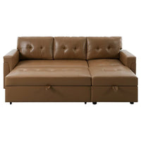 Canapé sectionnel réversible avec lit escamotable, méridienne de rangement dissimulée, pieds durables,