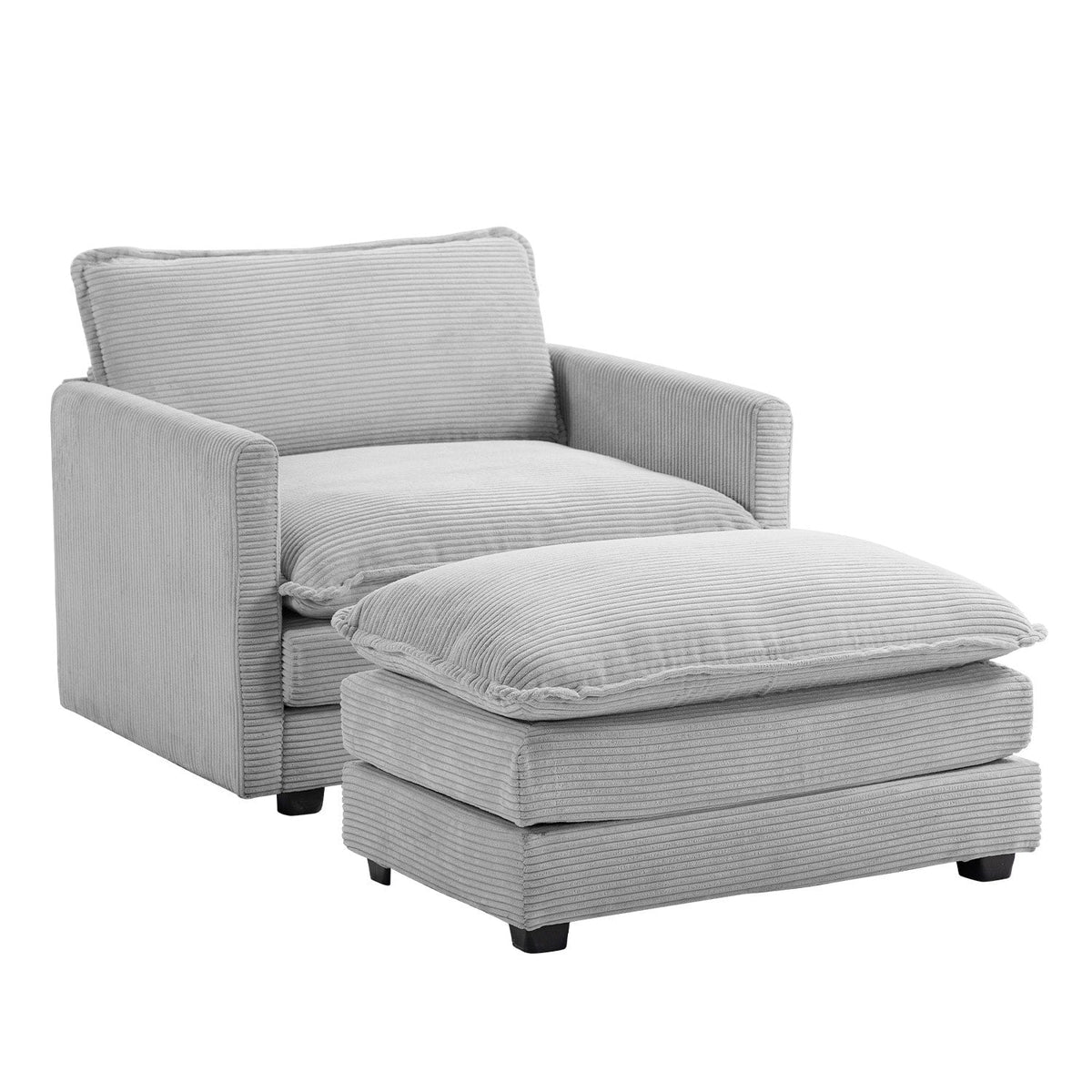 Canapé sectionnel en velours côtelé avec ottomans amovibles & coussins ultra-doux pour salon & chambre