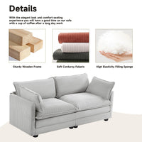 Canapé sectionnel en velours côtelé avec ottomans amovibles & coussins ultra-doux pour salon & chambre