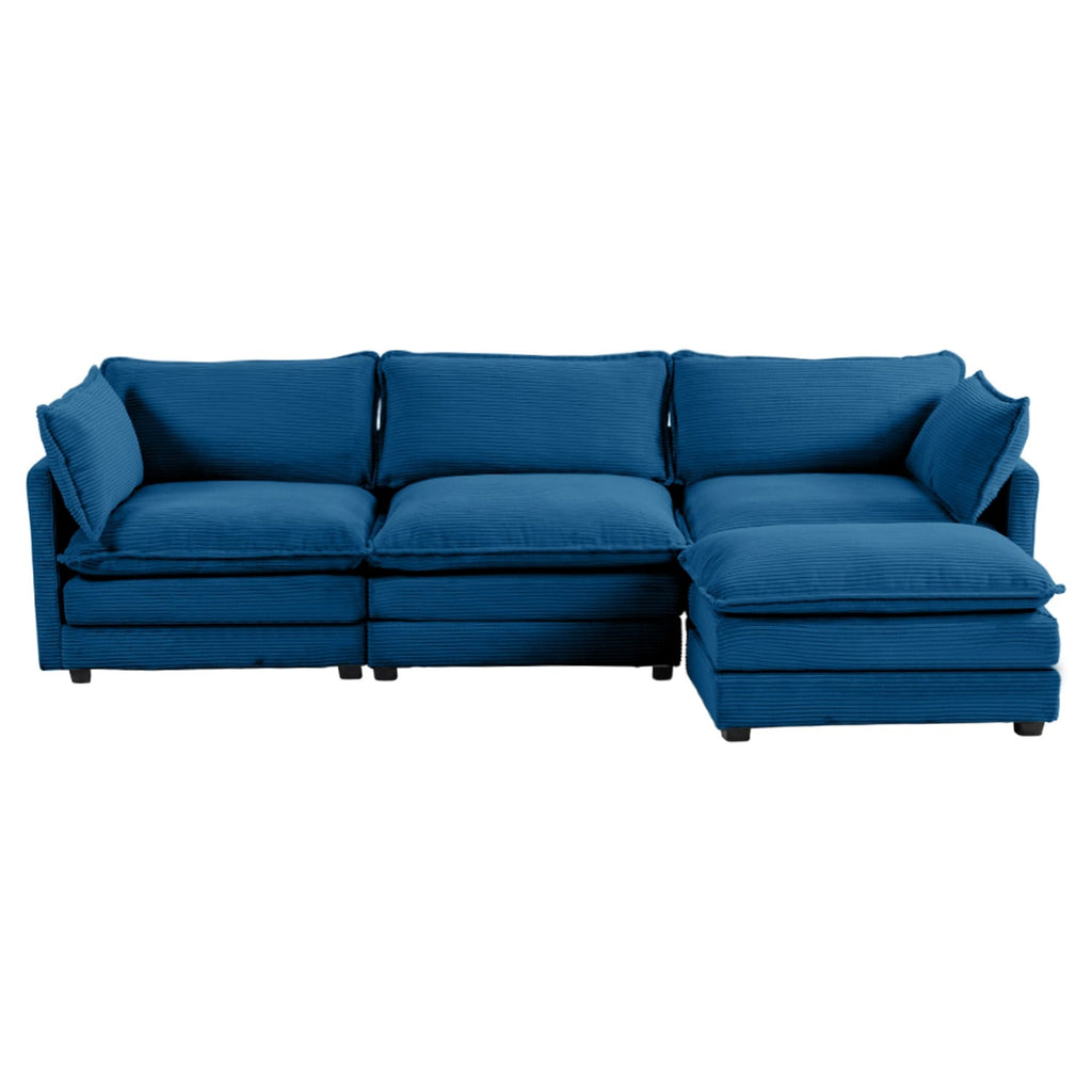 Canapé sectionnel en velours côtelé avec ottomans amovibles & coussins ultra-doux pour salon & chambre