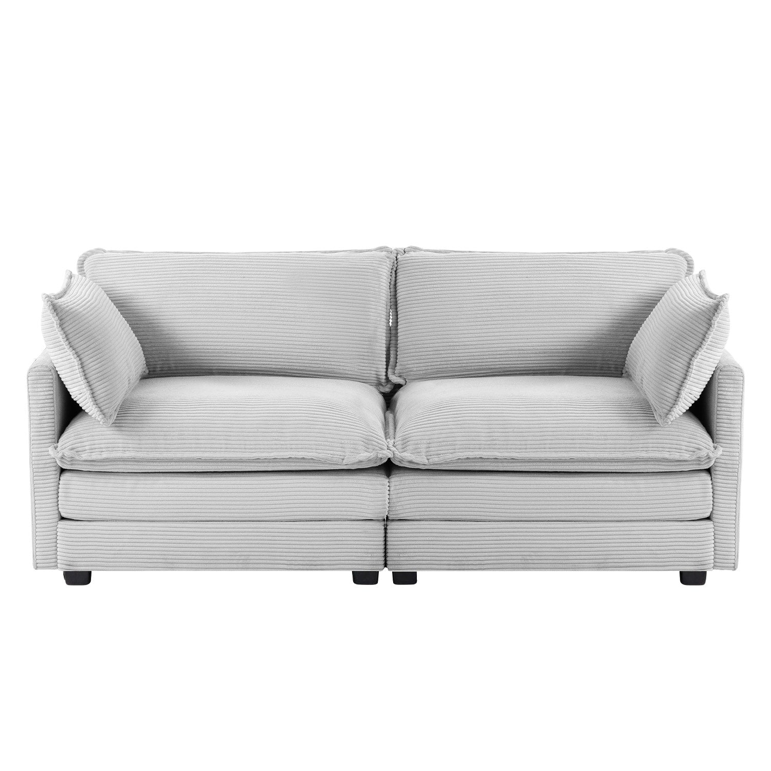 Canapé sectionnel en velours côtelé avec ottomans amovibles & coussins ultra-doux pour salon & chambre