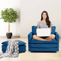 Canapé sectionnel en velours côtelé avec ottomans amovibles & coussins ultra-doux pour salon & chambre